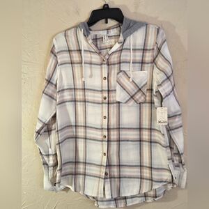 Mudd Plaid Button-Up Hoodie